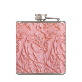 Roze filigraan houtsnijwerk Monogram Whiskey Flask Heupfles (Achterkant)