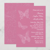 Roze Filigree Butterflies Kaart (Voorkant / Achterkant)