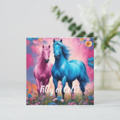 Roze filly & Blue Colt Western Stijl Geslacht Kaart (Staand voorkant)