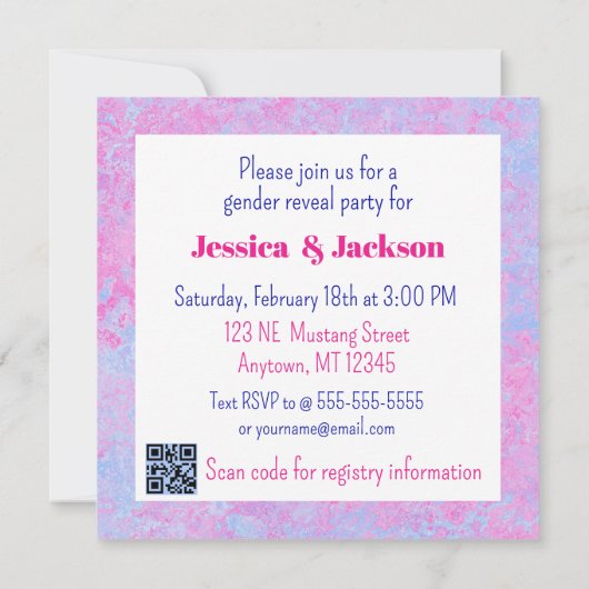 Roze filly & Blue Colt Western Stijl Geslacht Kaart (Achterkant)