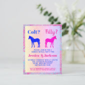 Roze filly & Blue Colt Western Stijl Geslacht Kaart (Staand voorkant)