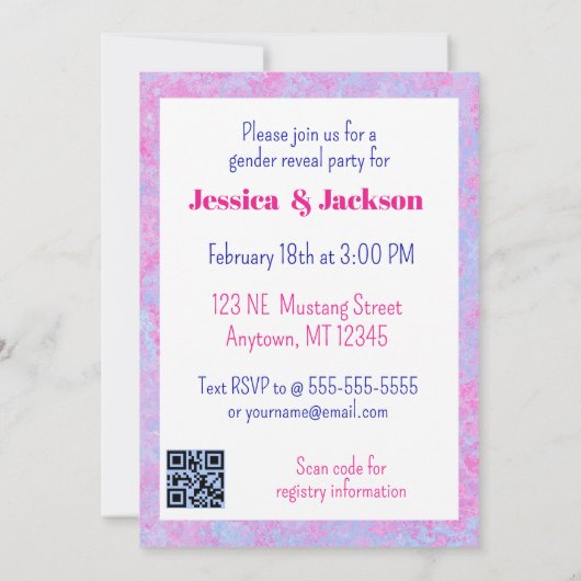 Roze filly & Blue Colt Western Stijl Geslacht Kaart (Achterkant)