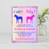 Roze filly & Blue Colt Western Stijl Geslacht Kaart (Staand voorkant)