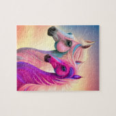 Roze filly & Blue Colt Western Stijl Geslacht Legpuzzel (Horizontaal)