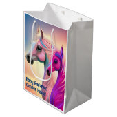 Roze filly & Blue Colt Western Stijl Geslacht Medium Cadeauzakje (Voorkant Gekanteld)