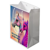 Roze filly & Blue Colt Western Stijl Geslacht Medium Cadeauzakje (Achterkant Gekanteld)