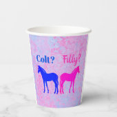 Roze filly & Blue Colt Western Stijl Geslacht Papieren Bekers (Achterkant)