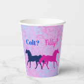 Roze filly & Blue Colt Western Stijl Geslacht Papieren Bekers (Achterkant)