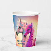 Roze filly & Blue Colt Western Stijl Geslacht Papieren Bekers (Achterkant)