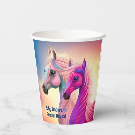 Roze filly & Blue Colt Western Stijl Geslacht Papieren Bekers (Achterkant)