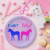 Roze filly & Blue Colt Western Stijl Geslacht Papieren Bordje (Feest)