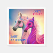 Roze filly & Blue Colt Western Stijl Geslacht Servet (Voorkant)