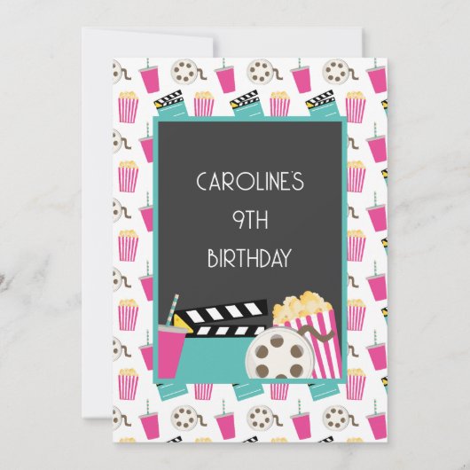 ROZE FILM NACHT PARTY UITNODIGING (Achterkant)