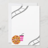 Roze Film & Pizza Nacht Verjaardagsfeest Uitnodigi Kaart (Achterkant)