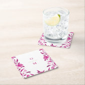 Roze filosofische chinoiserie Wedding monogram Kartonnen Onderzetters (Insitu)