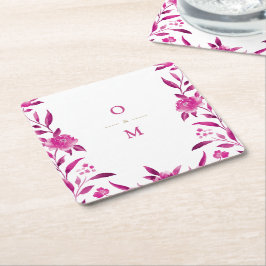 Roze filosofische chinoiserie Wedding monogram Kartonnen Onderzetters