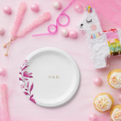 Roze filosofische chinoiserie Wedding monogram Papieren Bordje (Feest)