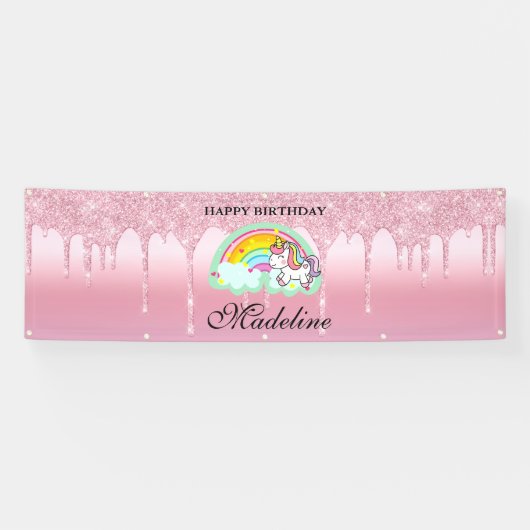 Roze filter Glitter Unicorn Banner (Horizontaal)