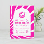 Roze Final Fiesta Bachelorette Weekend Uitnodiging (Staand voorkant)