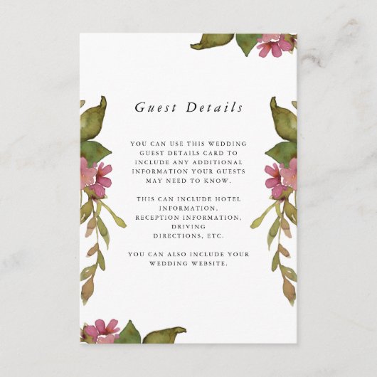 roze finale bruiloft informatiekaartje (Voorkant)