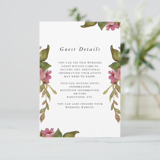 roze finale bruiloft informatiekaartje (Staand voorkant)