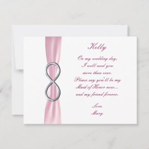 Roze finity Wedding Maid of Honor Kaart