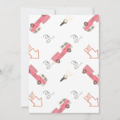 Roze Firetruck Verjaardag Uitnodiging (Achterkant)