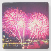 Roze Fireworks Stenen Onderzetter (Voorkant)