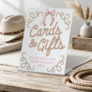Roze First Rodeo Kaarten en Cadeaus Reclamebord Met Voetstuk