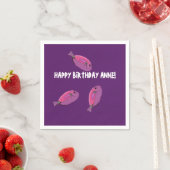 Roze Fishes Custom Name Birthday Napkins Servet (Insitu)