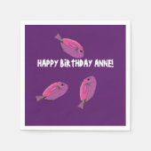Roze Fishes Custom Name Birthday Napkins Servet (Voorkant)