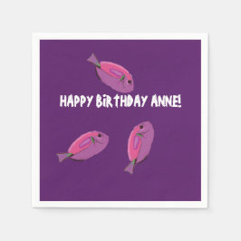 Roze Fishes Custom Name Birthday Napkins Servet