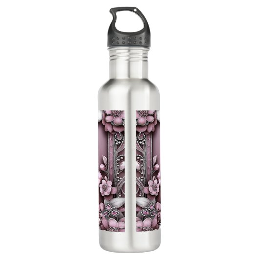 Roze flacon met fleswater waterfles  (Achterkant)