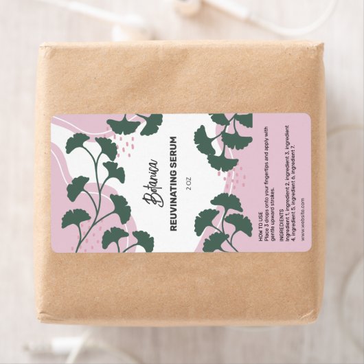 Roze flaconetiket met flesje met draanisch serum D Etiket (Insitu)