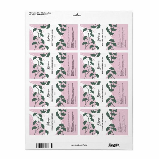 Roze flaconetiket met flesje met draanisch serum D Etiket (Full Sheet)