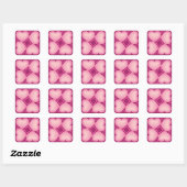 Roze flade harten vierkante sticker (Vel)