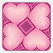 Roze flade harten vierkante sticker (Voorkant)