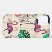 Roze flamigos en tropische bladeren naadloos patro Case-Mate iPhone case (Achterkant (horizontaal))