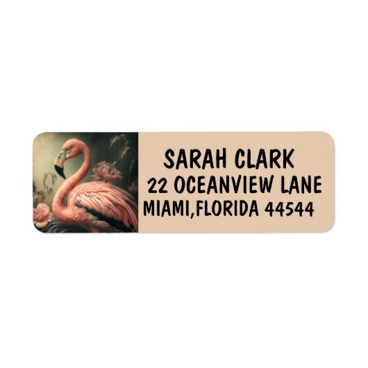 ROZE FLAMIMGO ART RETOURADRES LABELS (Voorkant)