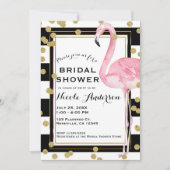 Roze Flaming Roze Wit Strepen & Gouden Confetti Kaart (Voorkant)