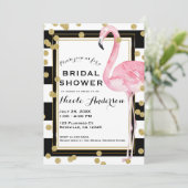 Roze Flaming Roze Wit Strepen & Gouden Confetti Kaart (Staand voorkant)