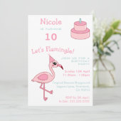 Roze Flamingo 10e verjaardag Uitnodiging (Staand voorkant)