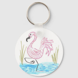 Roze Flamingo #13 door EelKat Wendy C Allen Sleutelhanger