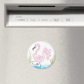 Roze Flamingo #13 Magneet (Insitu (Vaatwasser))