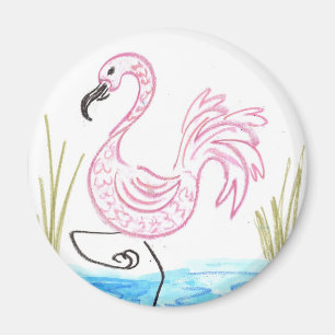 Roze Flamingo #13 Magneet