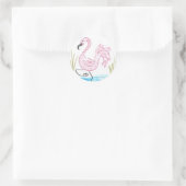 Roze Flamingo #13 Ronde Sticker (Tas)