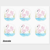 Roze Flamingo 13 Ronde Sticker (Vel)
