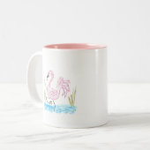 Roze Flamingo #13 Tweekleurige Koffiemok (Voorkant links)