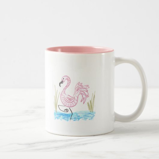Roze Flamingo #13 Tweekleurige Koffiemok (Rechts)