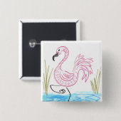 Roze Flamingo #13 Vierkante Button 5,1 Cm (Voorkant /achterkant)
